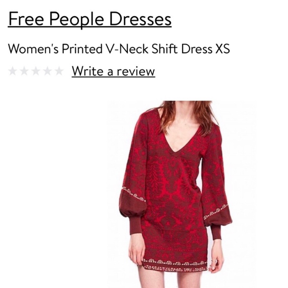 Free People printed v-neck shift dress